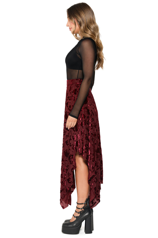 Burned Velvet Witch Handkerchief Skirt