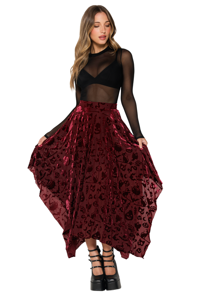 Burned Velvet Witch Handkerchief Skirt