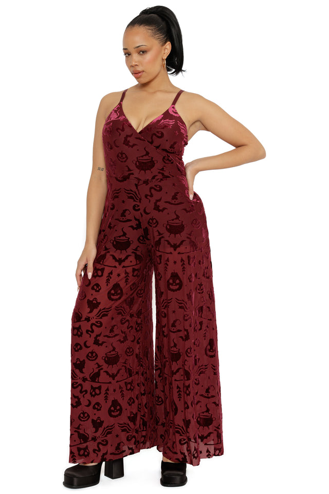 Burned Velvet Witch Palazzo Jumpsuit