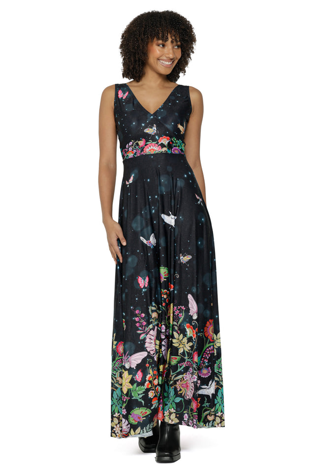 Butterfly Garden Bow Back Maxi Dress