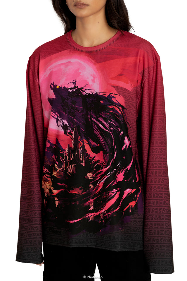 Calamity Ganon Long Sleeve Oversized Boyfriend Tee Closeup