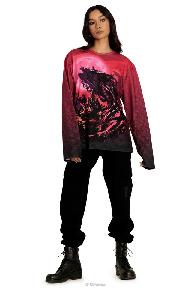 Calamity Ganon Long Sleeve Oversized Boyfriend Tee Front