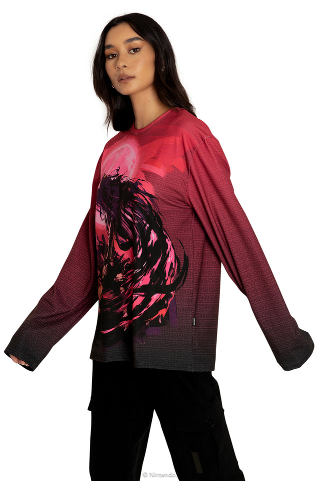 Calamity Ganon Long Sleeve Oversized Boyfriend Tee Side