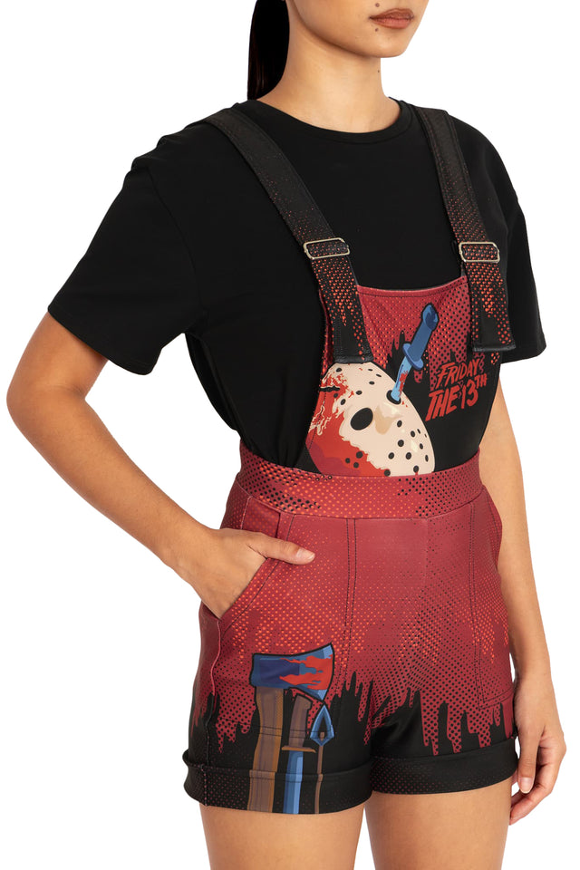 BlackMilk Clothing x Warner Brothers Friday 13th - Camp Blood Short Overalls - Warner Bros. Merchandise - Collaboration apparel - Licenced.