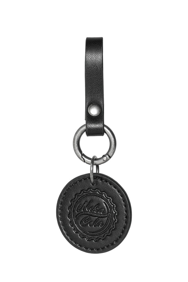 Fallout x BlackMilk collectible Cap Belt with engraved gear buckle and stitched cap charms, worn with a sleek black outfit.