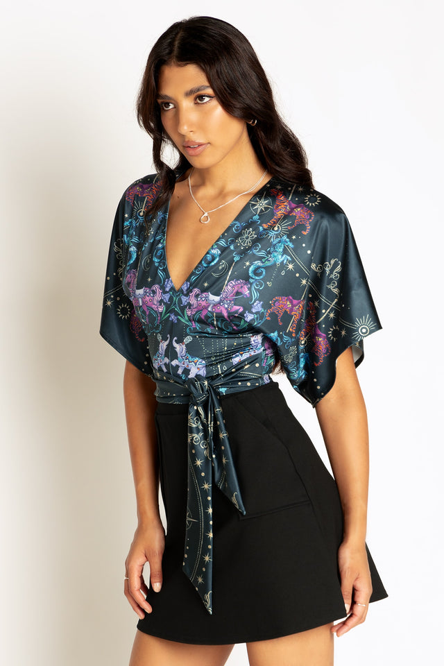 Carousel Shiny Kimono Tie Top