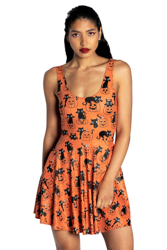 Cat O Lantern Scoop Skater Dress