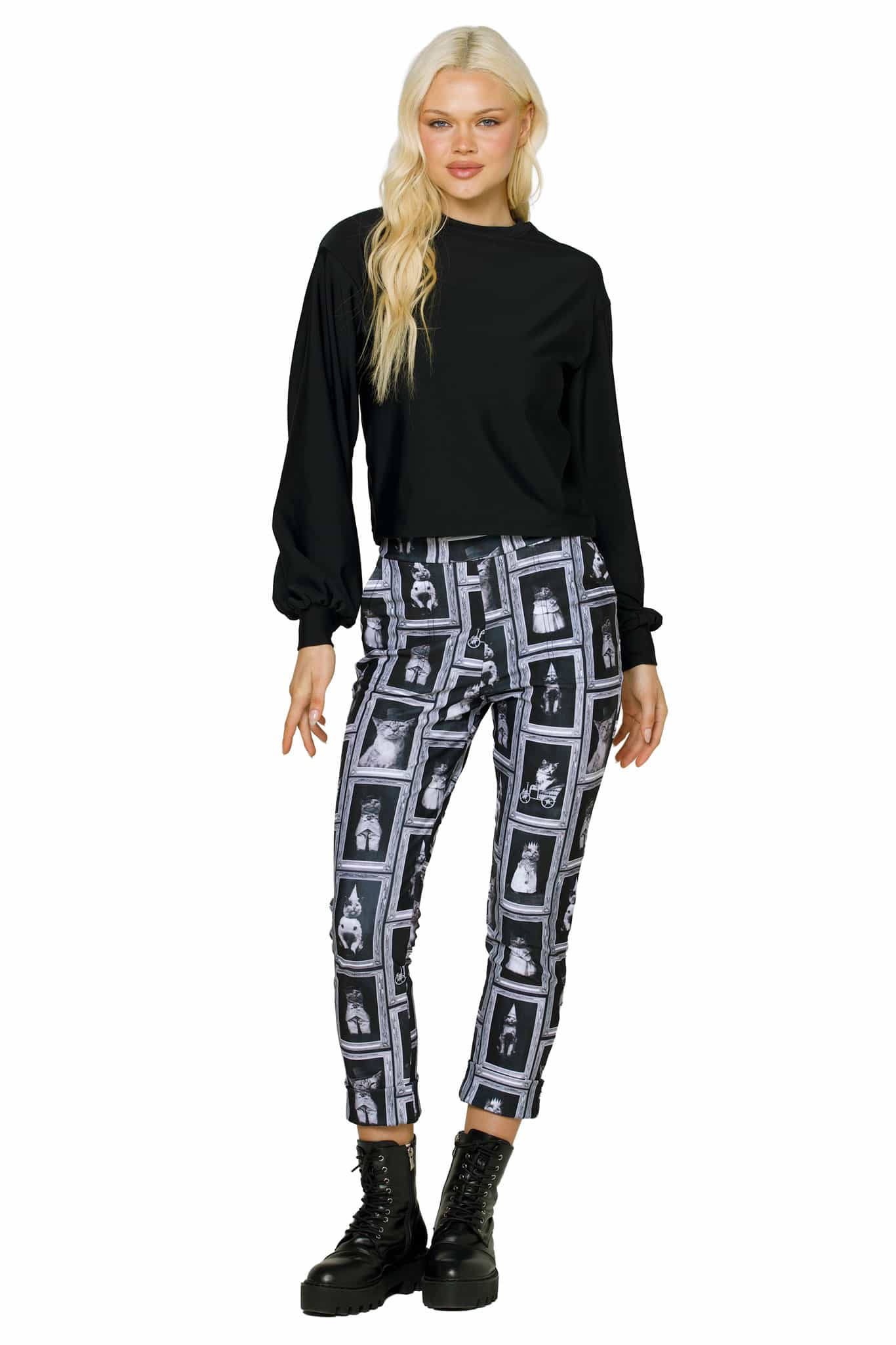 クルーシャル The Milky（ブラック×ブルーリム） Cat Tales Cuffed Pants - Limited – BlackMilk Clothing