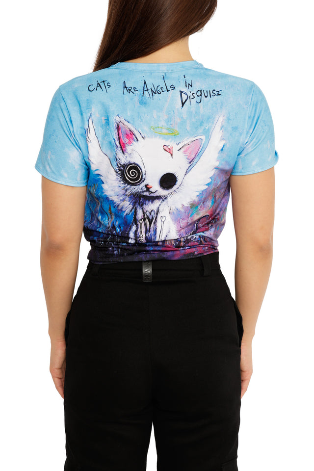 Cats are Angels Tie Front Tee