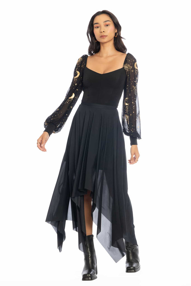 Celestial Chandelier Sheer Sleeve Bodysuit