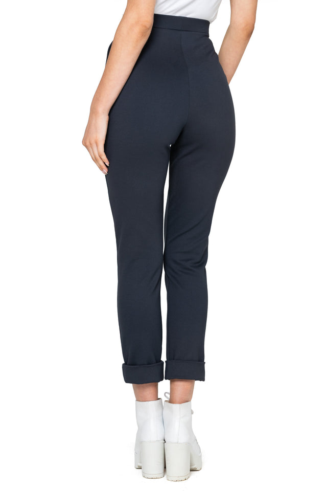 Charcoal Push It Ponte High Waisted Cuffed Pants