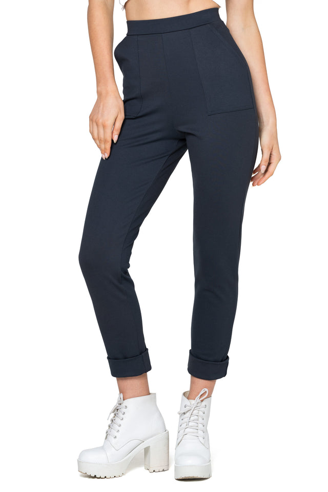 Charcoal Push It Ponte High Waisted Cuffed Pants