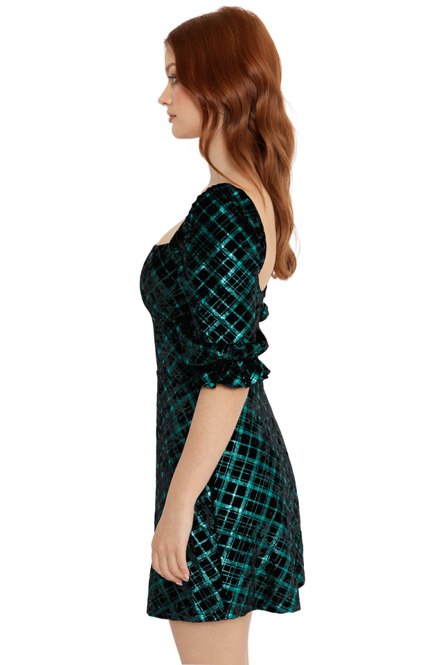 emerald green velvet foil dress christmas event look
