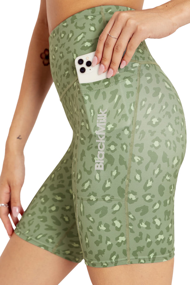 City Kitty Olive Bike Shorts Print