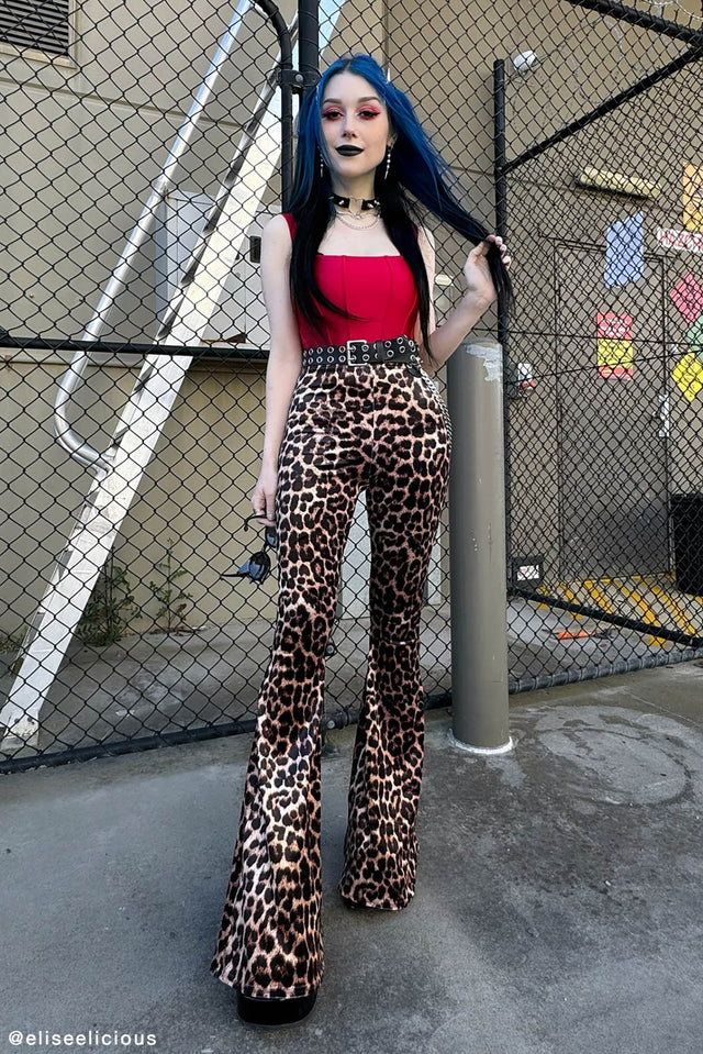 Claws Out Velvet High Waisted Flare Pants