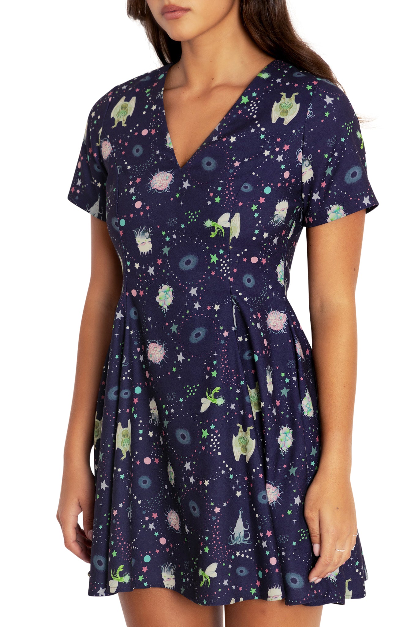 V NECK DRESS WITH BELT CHAOS IN THE COSMOS