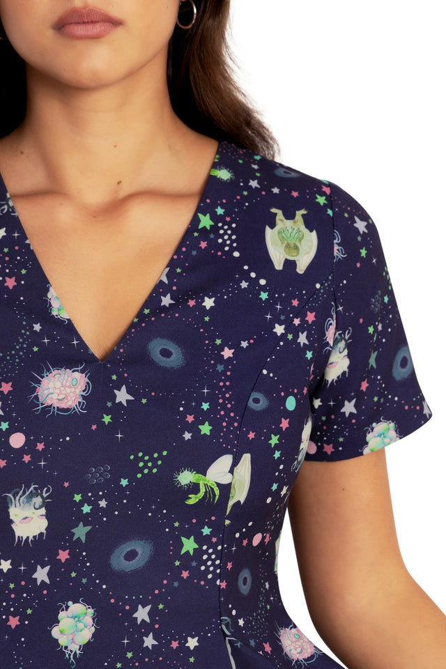 Cosmic Monsters New V Dress Print