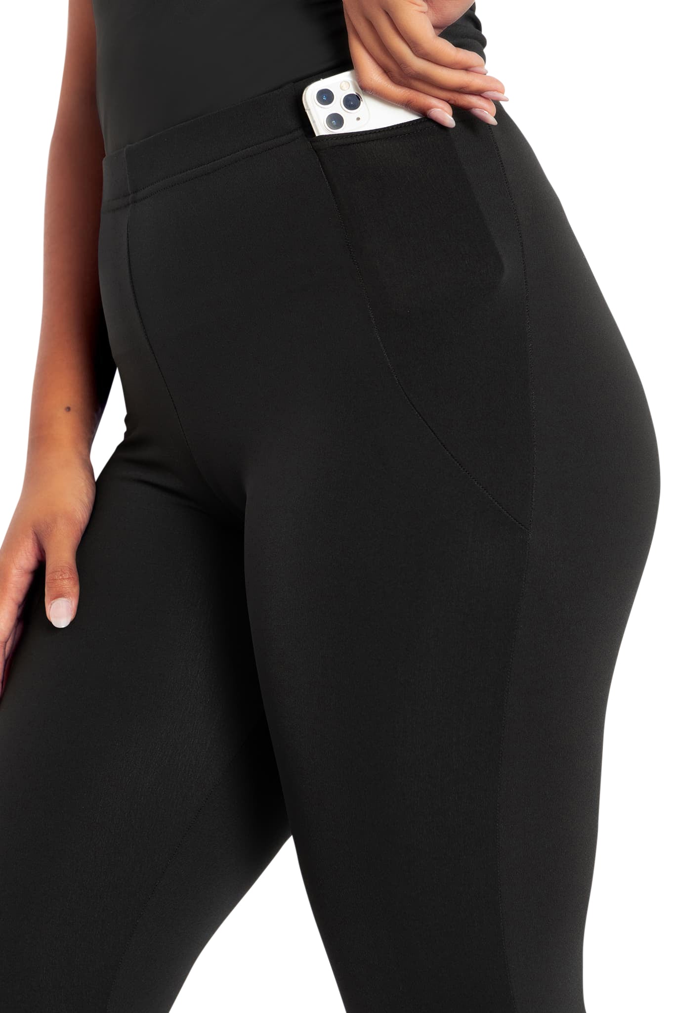 High waisted black leggings with pockets on sale