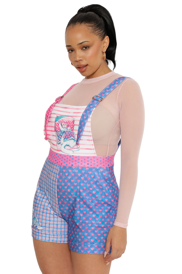 Cosy Kitties Inside Pocket Short Overalls