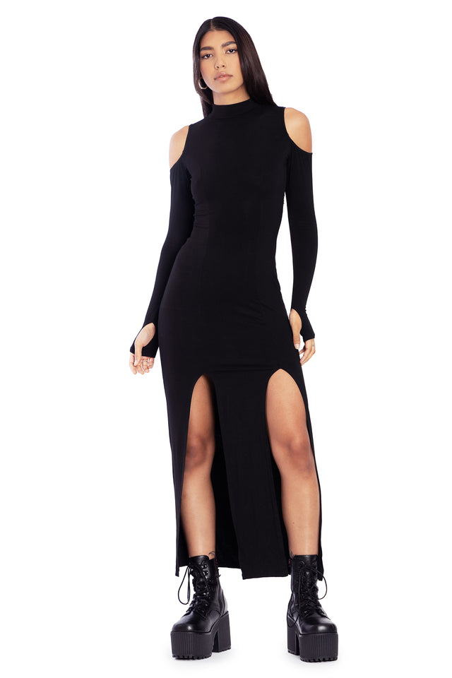Coven Leader Split Maxi Dress - Limited BlackMilk Clothing Coven Leader Split Maxi Dress - Limited BlackMilk Clothing