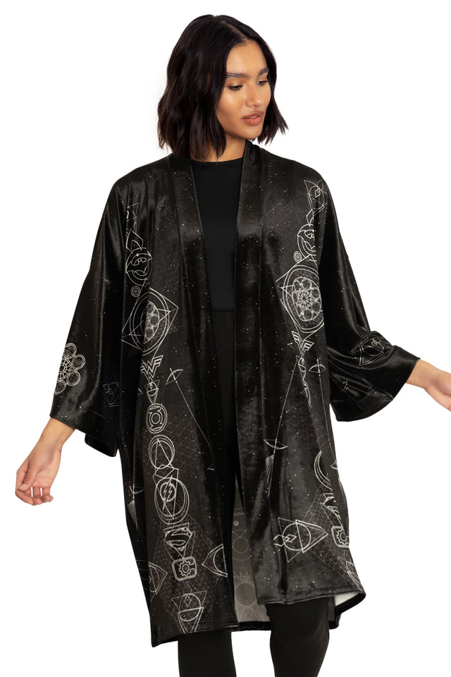 BlackMilk Clothing x Warner Brothers DC - DC Ometry Velvet Robe - Warner Bros. Merchandise - Collaboration apparel - Licenced.