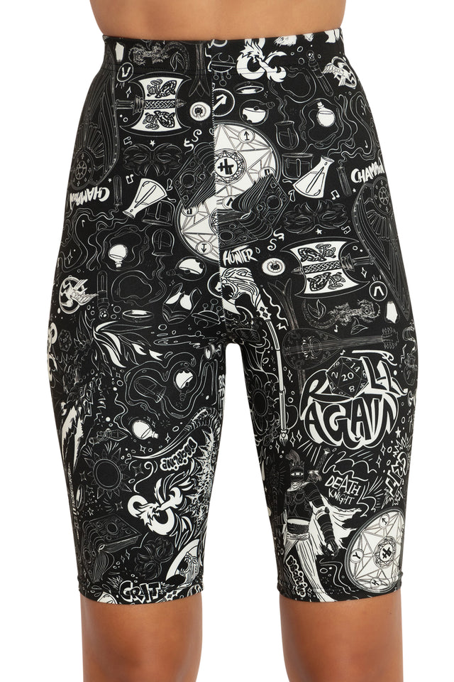 BlackMilk Clothing x Dungeons & Dragons - DD Graffiti High Waisted Bike Pants - Dungeons & Dragons Merchandise - Collaboration apparel - Licenced.