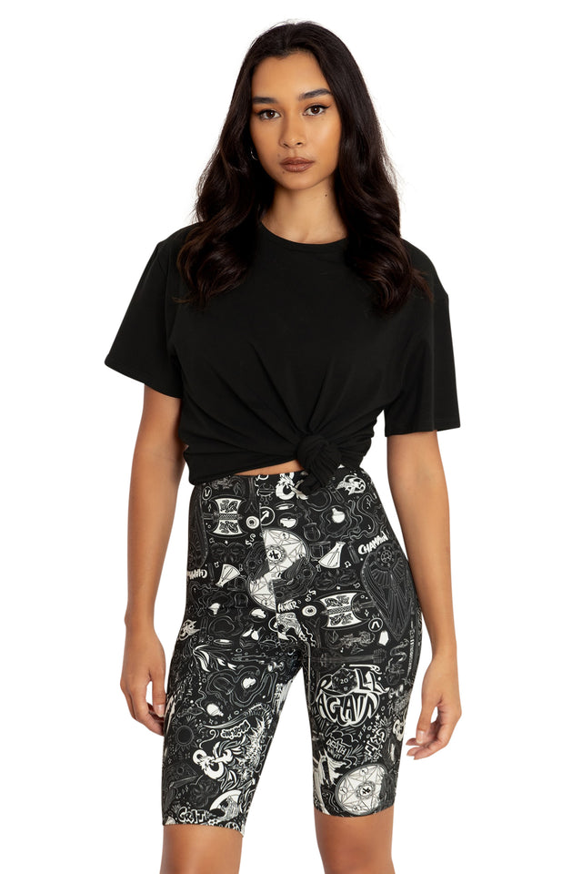 BlackMilk Clothing x Dungeons & Dragons - DD Graffiti High Waisted Bike Pants - Dungeons & Dragons Merchandise - Collaboration apparel - Licenced.