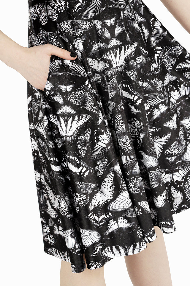 Dark Butterflies Velvet Princess Midi Dress