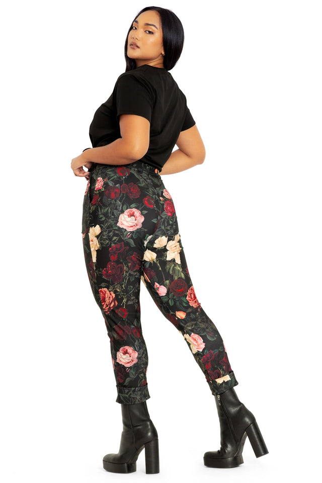 Dark Roses Cuffed Pants back