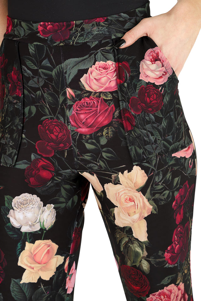 Dark Roses Cuffed Pants print