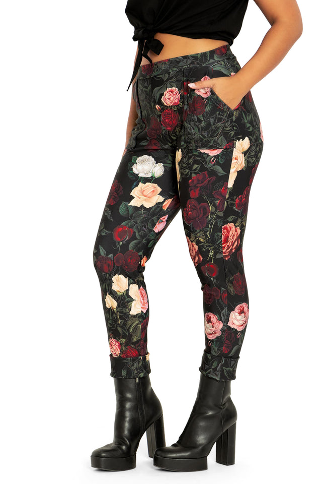 Dark Roses Cuffed Pants side