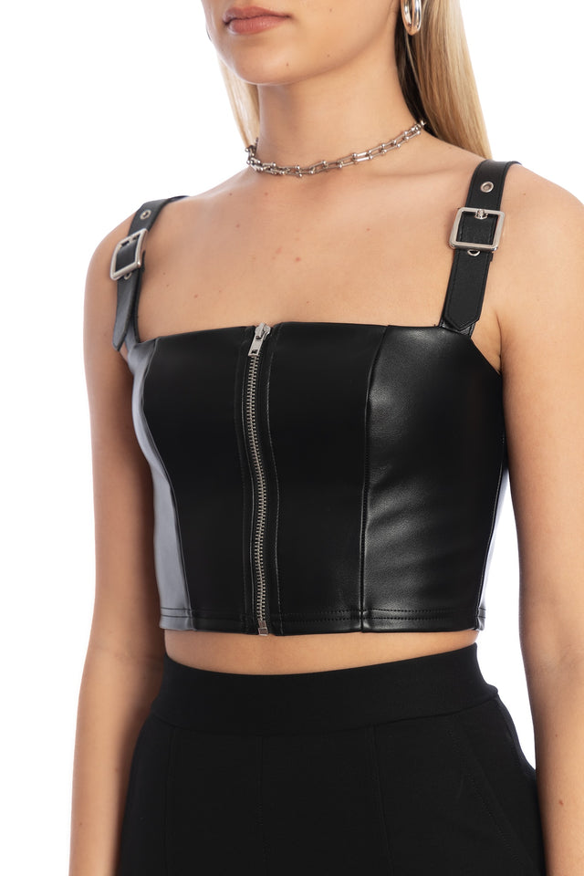 Dead Of Night Buckle Shoulder Crop