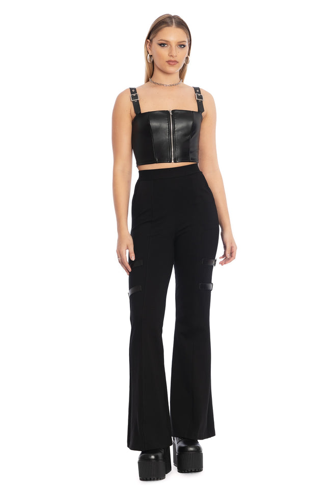 Dead Of Night Buckle Shoulder Crop