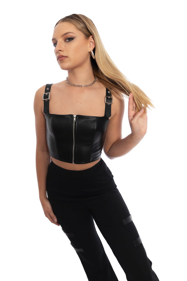 Dead Of Night Buckle Shoulder Crop