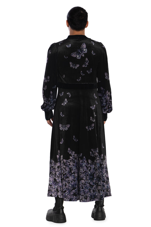 Death's Head Hawkmoth Velvet Maxi Jacket