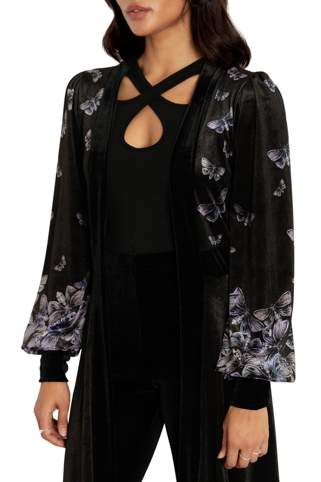 Death's Head Hawkmoth Velvet Maxi Jacket