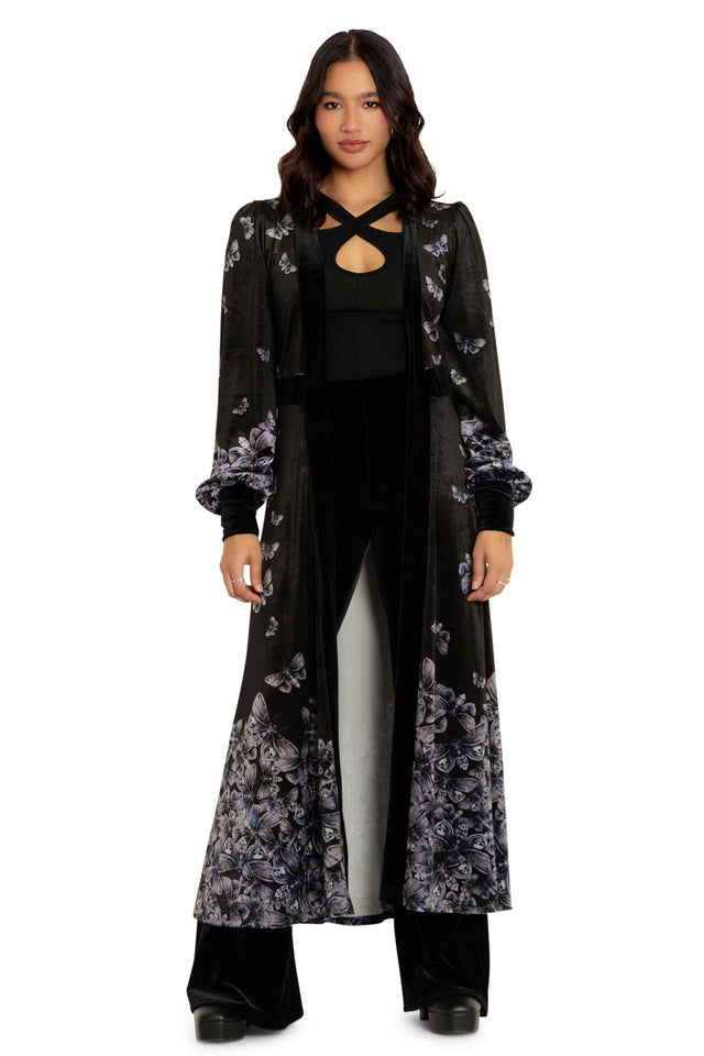 Death's Head Hawkmoth Velvet Maxi Jacket