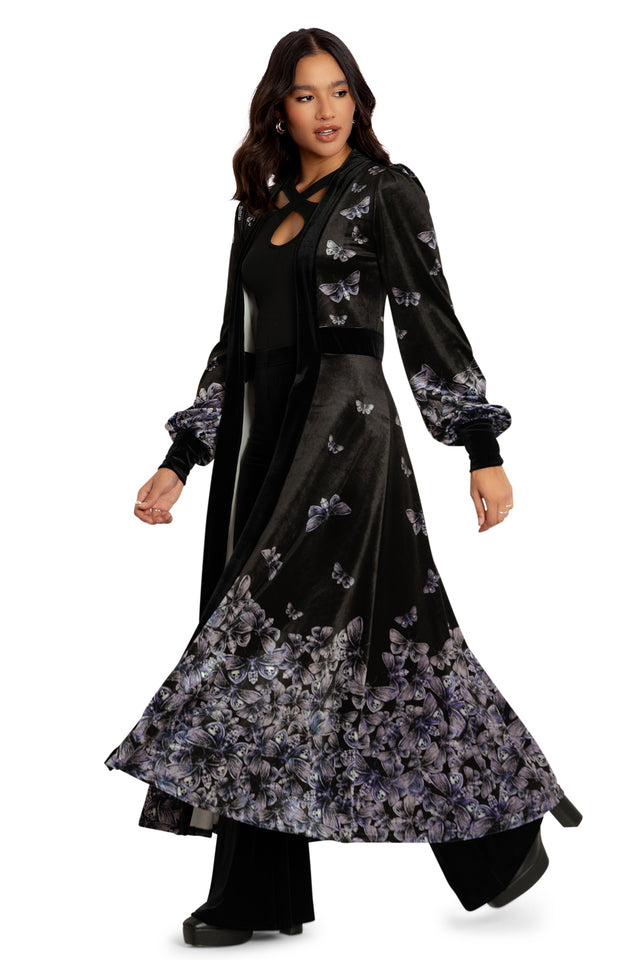 Death's Head Hawkmoth Velvet Maxi Jacket