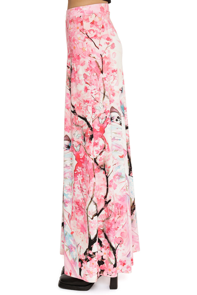 Floral print pants on a white background