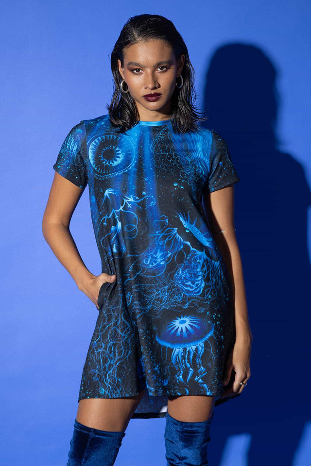 black jellyfish dress Rebel Romance Floral Jellyfish T-Shirt Dress Black