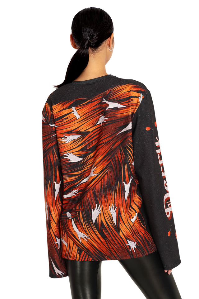 BlackMilk Clothing x Warner Brothers IT - Derry Is Calling Long Sleeve Oversized Boyfriend Tee- Warner Bros. Merchandise - Collaboration apparel - Licenced.