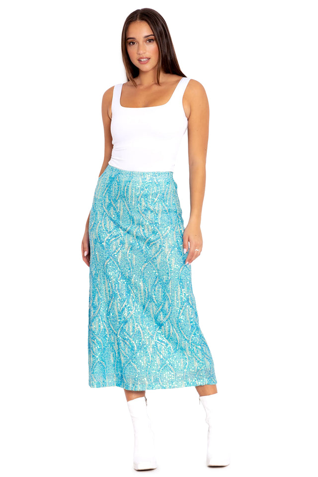 BlackMilk Clothing - Diamond Waves Sequin A Line Midaxi Skirt