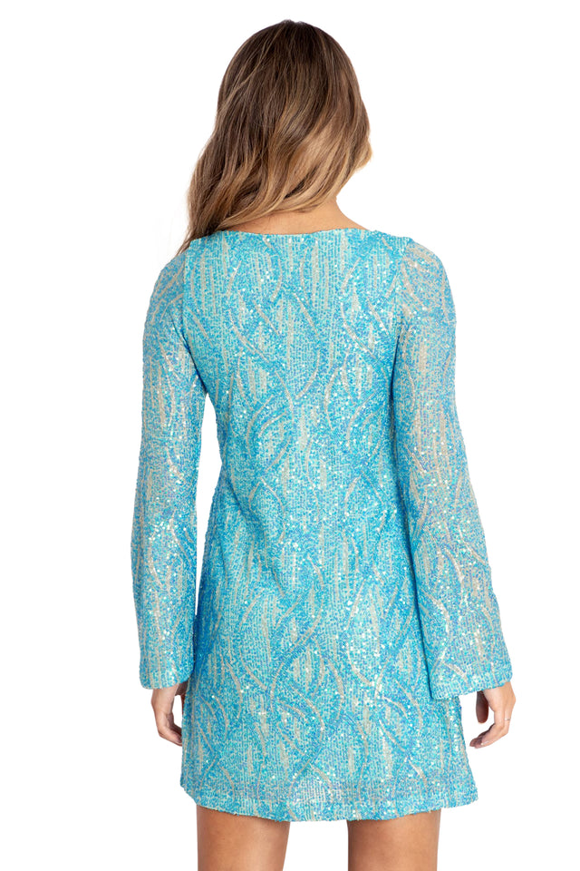 Diamond Waves Sequin Shift Dress