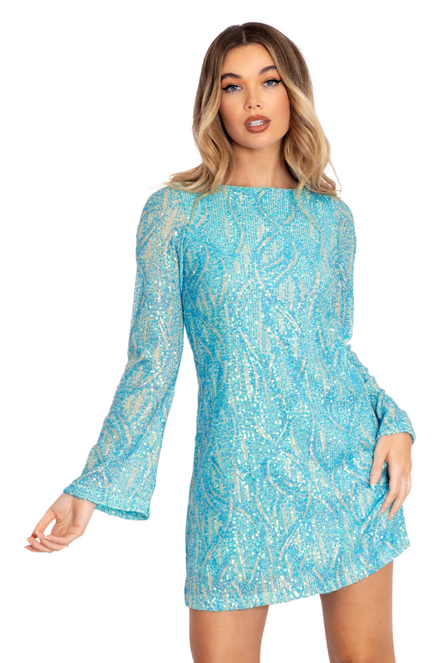 Diamond Waves Sequin Shift Dress