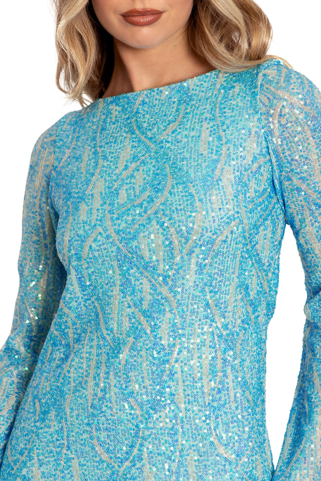 Diamond Waves Sequin Shift Dress