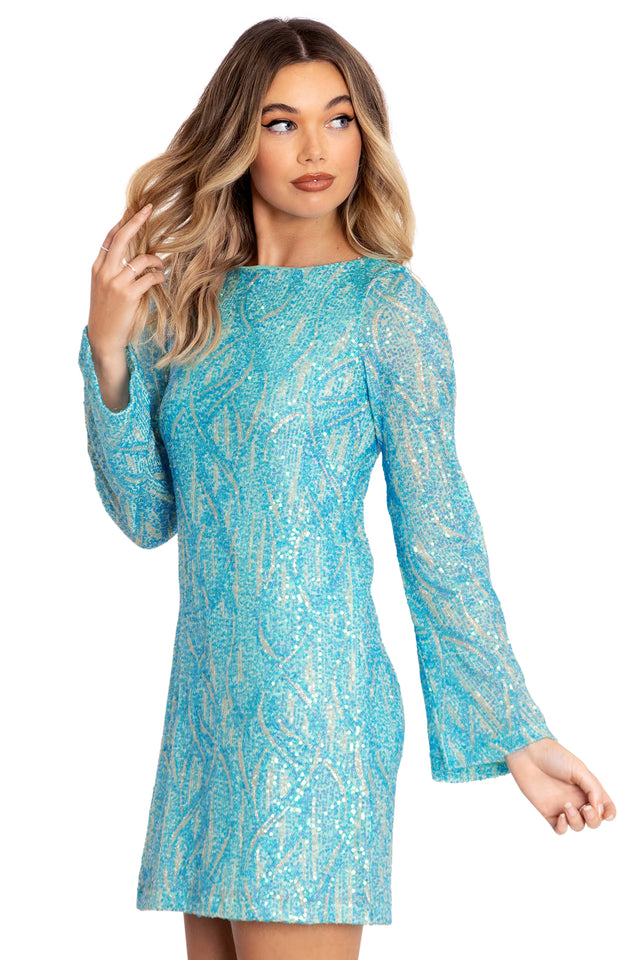 Diamond Waves Sequin Shift Dress