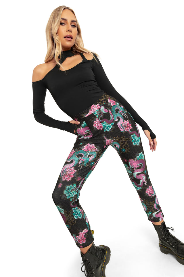 Dragon Bouquet Cuffed Pants wide