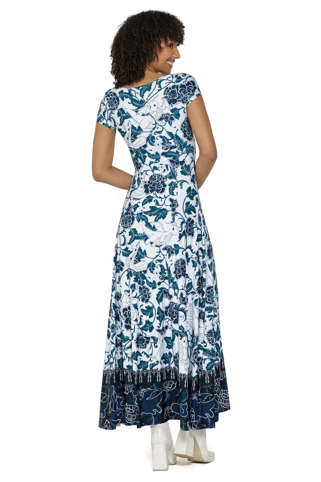 Dratini Evolution Porcelain Cap Sleeve Scoop Maxi Dress
