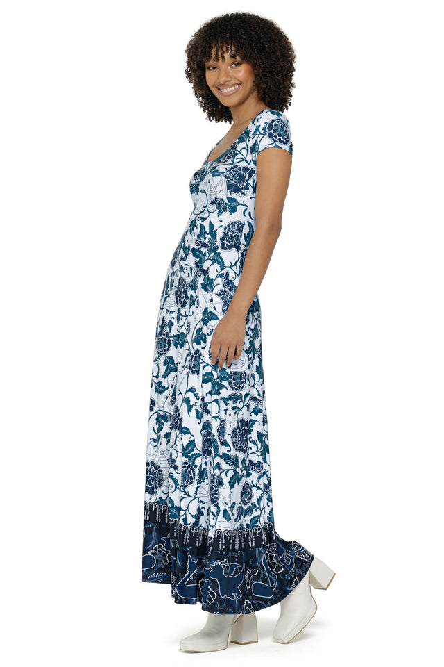 Dratini Evolution Porcelain Cap Sleeve Scoop Maxi Dress
