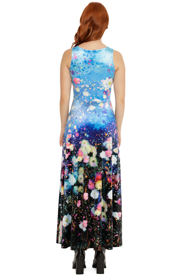 Dreaming in Twilight Watercolours Velvet Princess Maxi Dress